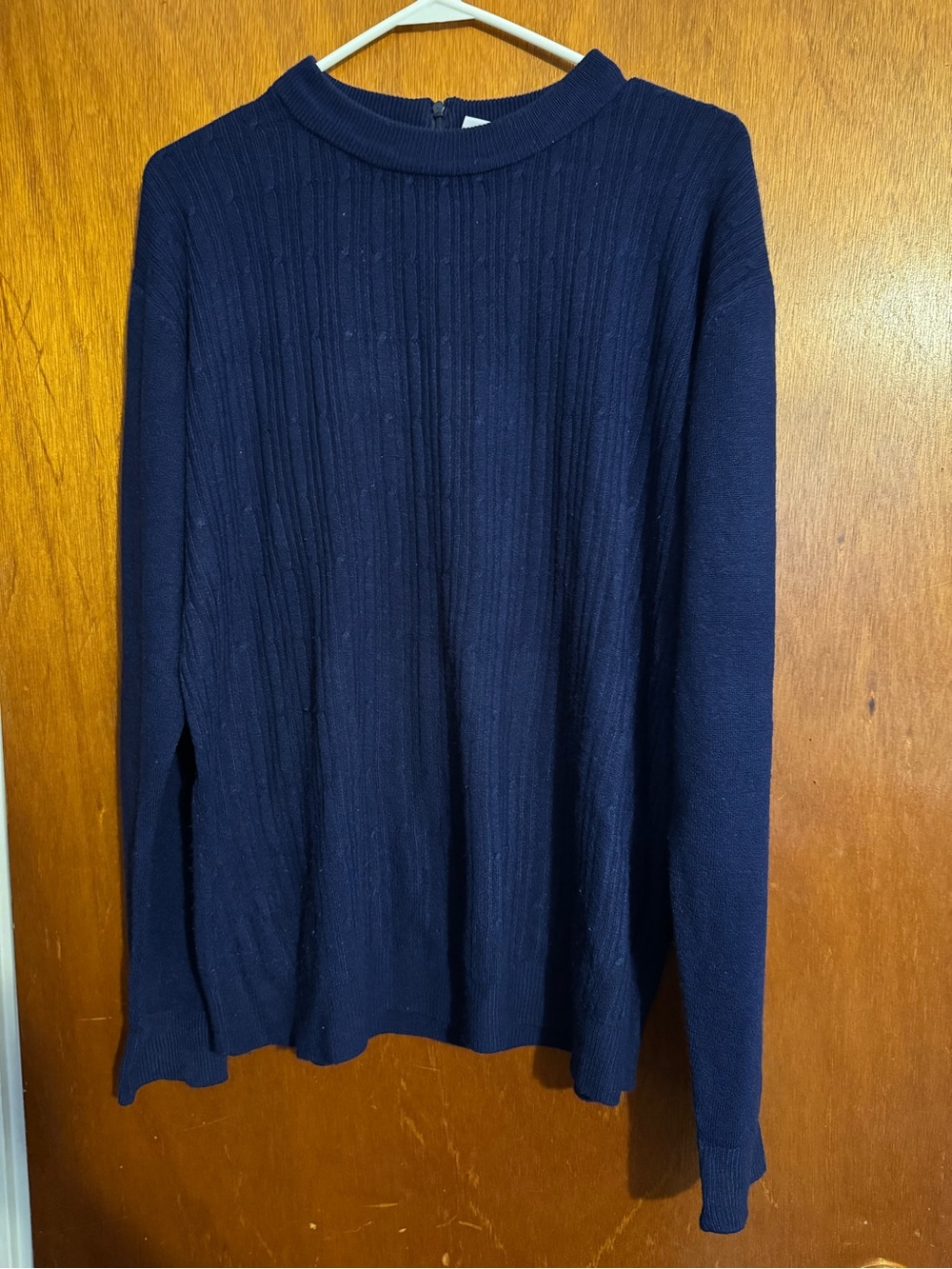 Women's Classic Navy Ribbed Crewneck Sweater